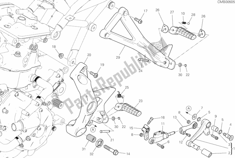 Alle onderdelen voor de Voetsteunen Links van de Ducati Supersport S USA 937 2020